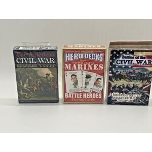 Military Playing Cards Civil War and U.S. Marines Memorabilia Cards Lot of 3